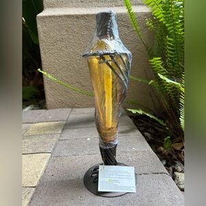 Tabletop gold glass tiki torch